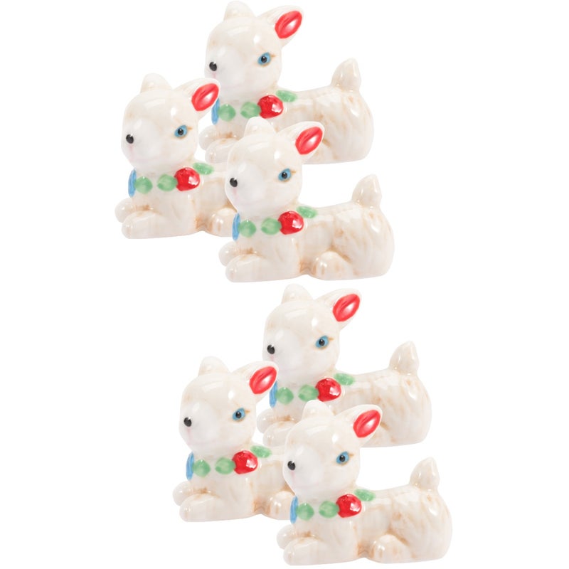 6 pcs Lovely Cartoon Ornament Household Ceramic Bunny Craft Mini Animal Table Decor - Image 1