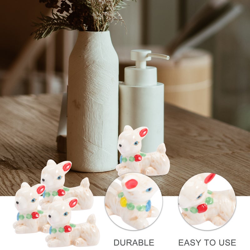 6 pcs Lovely Cartoon Ornament Household Ceramic Bunny Craft Mini Animal Table Decor - Image 4