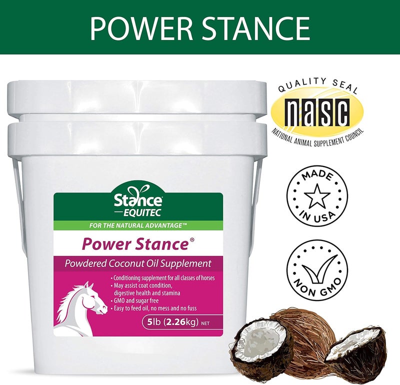 Stance Power Powdered Coconut Oil Horse Supplement - May Support Coat Condition, Digestive Health and Stamina, GMO & Sugar Free - 5 lb - Image 1