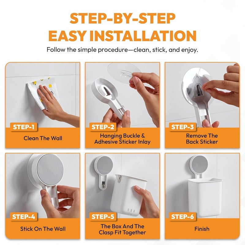 WEZOSHINET Plastic Toothbrush Holders for Bathroom | Wall Mounted Toothbrush Holder | Toothbrush Holders for Toothbrushes | Bathroom Shelf for Wall (2 Toothbrush Holder) - Image 3