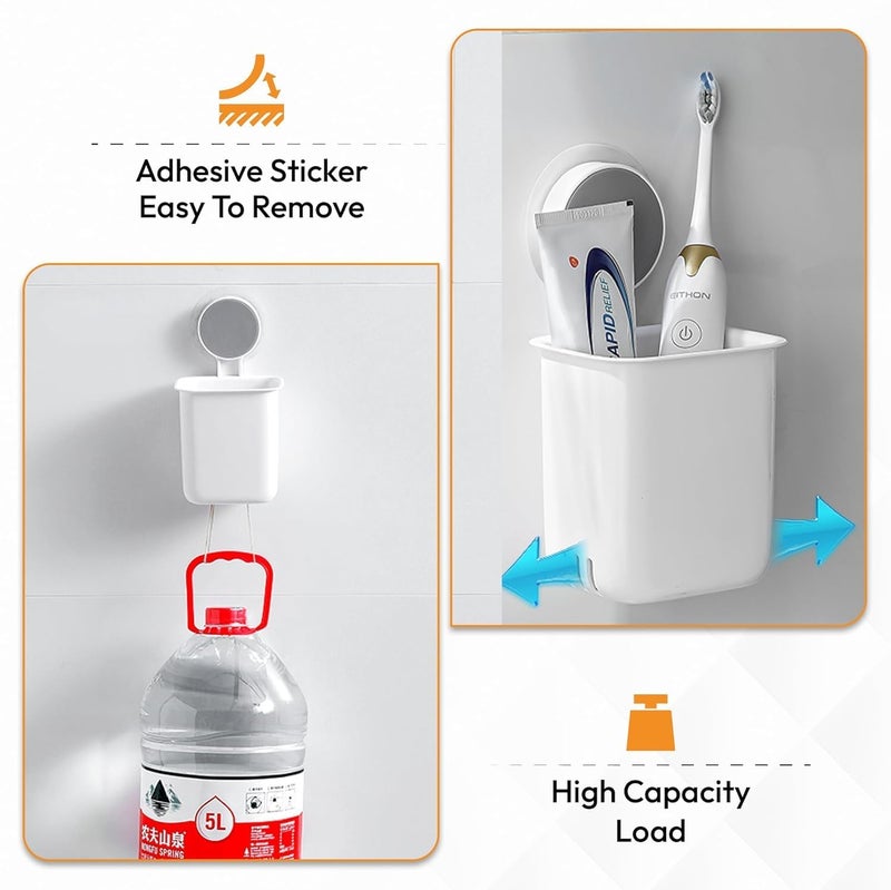 WEZOSHINET Plastic Toothbrush Holders for Bathroom | Wall Mounted Toothbrush Holder | Toothbrush Holders for Toothbrushes | Bathroom Shelf for Wall (2 Toothbrush Holder) - Image 5