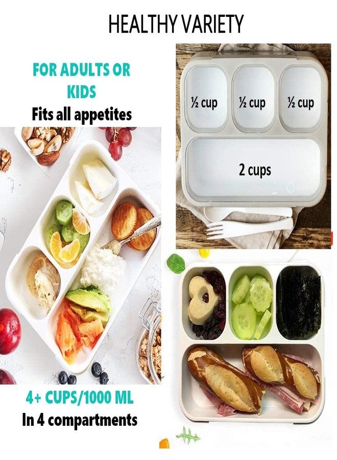kinsho Bento Lunch Box Container for Kids Adults, Portion Control Meal Prep and Snack Containers, Japanese Style Boxes with 4 Compartments for Boys Girls Teens, School Work and Travel | Grey - Image 5