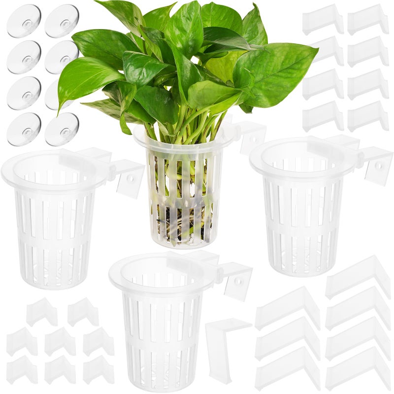 Borlech 2025 New Upgraded Large Aquarium Plant Holder with 1.57-inch Extension Hooks and Suction Cups for Fish Tank Aquaponic Plant Cultivation and Aquascape Accessories Decorations (4 PCS) Transparent - Image 1