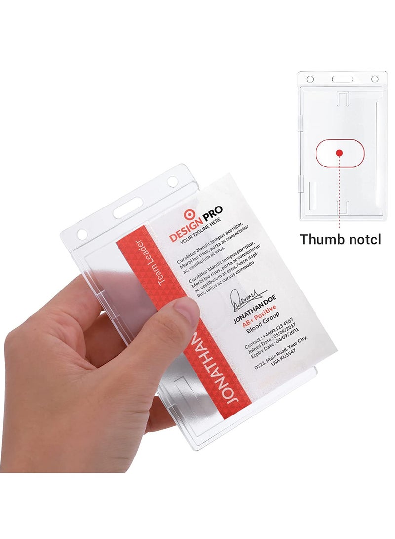 KASTWAVE Vertical ID Card Badge Holder, 10 Pieces Hard Plastic Card Holder Frosted Clear Credit Card Protector Thumb Slot Badge Holder Heavy Duty ID Badge Holder - Image 3