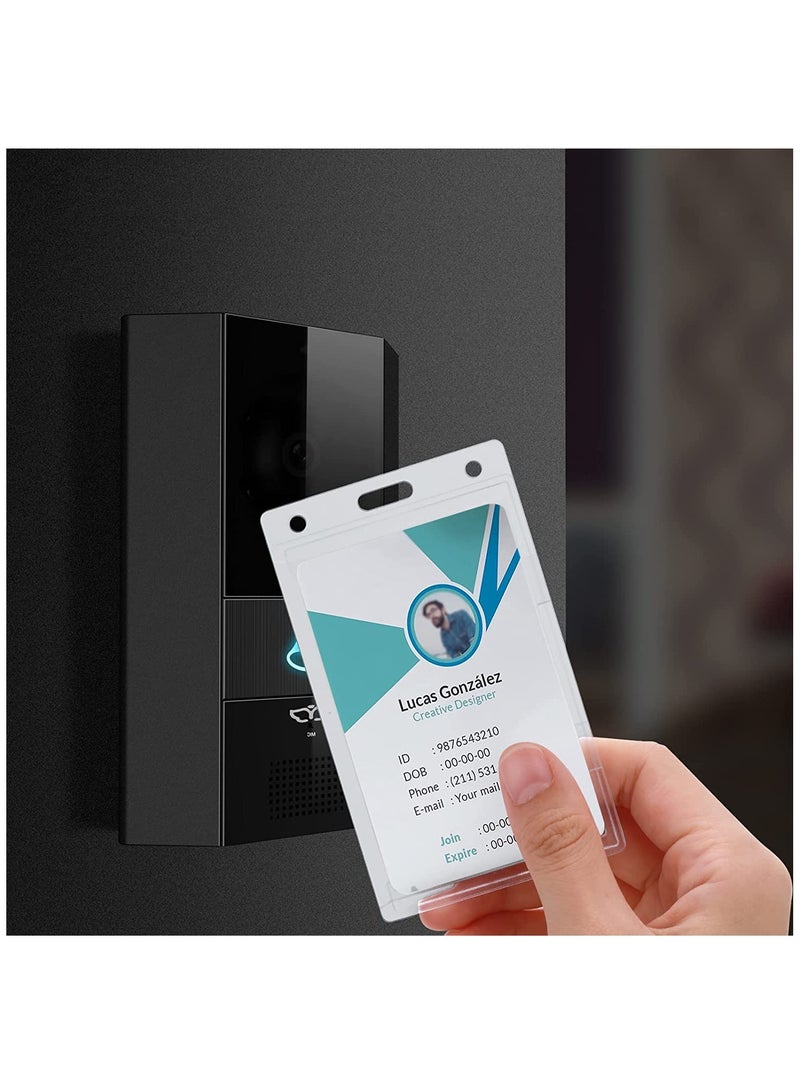 KASTWAVE Vertical ID Card Badge Holder, 10 Pieces Hard Plastic Card Holder Frosted Clear Credit Card Protector Thumb Slot Badge Holder Heavy Duty ID Badge Holder - Image 5