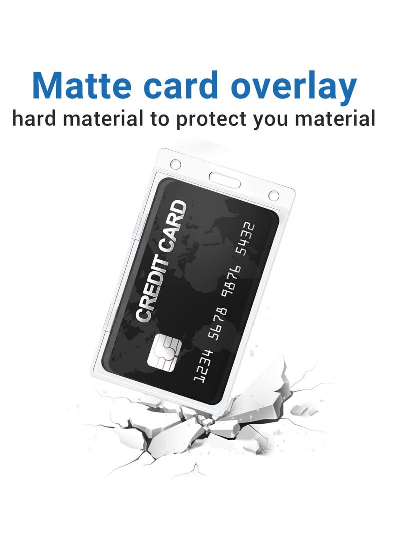 KASTWAVE Vertical ID Card Badge Holder, 10 Pieces Hard Plastic Card Holder Frosted Clear Credit Card Protector Thumb Slot Badge Holder Heavy Duty ID Badge Holder - Image 4
