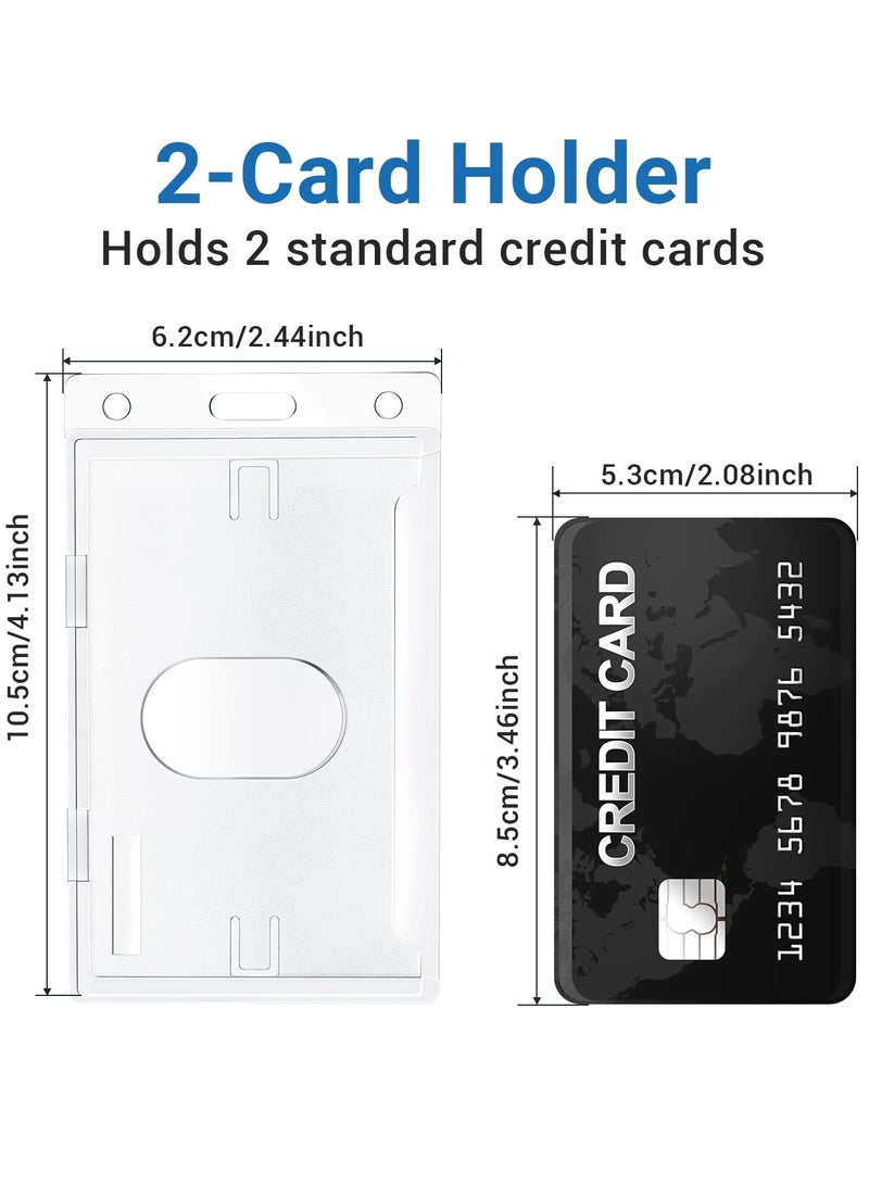 KASTWAVE Vertical ID Card Badge Holder, 10 Pieces Hard Plastic Card Holder Frosted Clear Credit Card Protector Thumb Slot Badge Holder Heavy Duty ID Badge Holder - Image 2