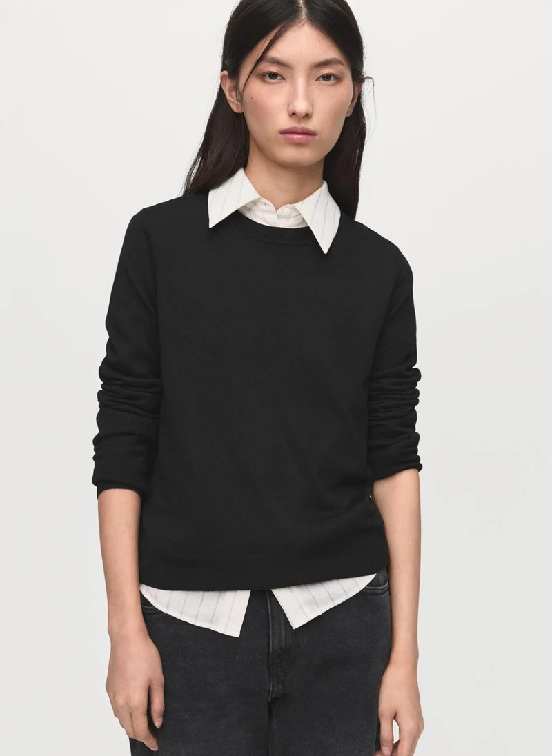 MANGO Fine-knit crew-neck sweater