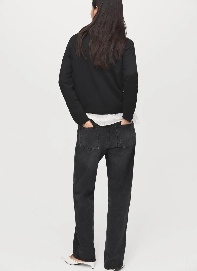 MANGO Fine-knit crew-neck sweater