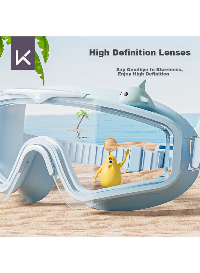 Keep Children's Swimming Goggles For Girls And Boys, Waterproof Anti-fog High-definition Large Frame Professional Diving Equipment Swimming Cap Set - Image 3