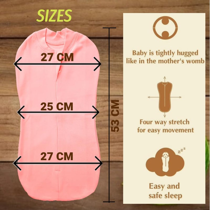 MammaChamp Zipper Swaddle Sleeping SackBlanketsWrapPodBag New Born Baby for 03 Months Pack of 1 Peach - Image 3