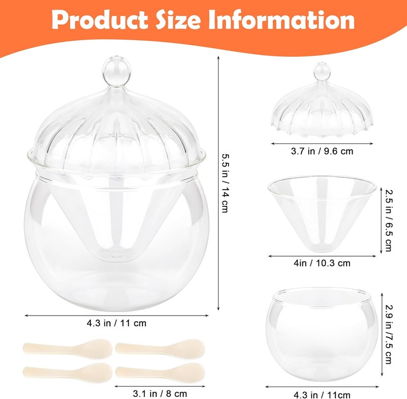 Windspeed Glass Caviar Serving Set with Cover, Caviar Glass Serving Dish with 4Pcs Mother of Pearl Spoon Ice Holder and Exquisite Lid for Cooling Container - Image 2