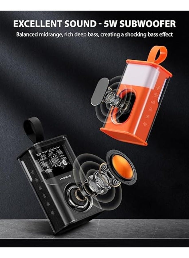 Portable Bluetooth Speaker, Mini Transparent Wireless Speakers with RGB Light, Supports TWS Pairing, TF Card, HD Sound Deep Bass, Waterproof Speaker for Home, Travel, Outdoor (Orange) - Image 2