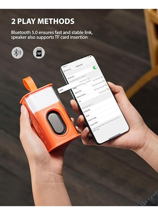 Portable Bluetooth Speaker, Mini Transparent Wireless Speakers with RGB Light, Supports TWS Pairing, TF Card, HD Sound Deep Bass, Waterproof Speaker for Home, Travel, Outdoor (Orange) - Image 4