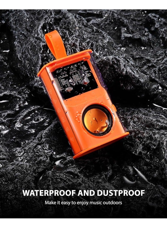 Portable Bluetooth Speaker, Mini Transparent Wireless Speakers with RGB Light, Supports TWS Pairing, TF Card, HD Sound Deep Bass, Waterproof Speaker for Home, Travel, Outdoor (Orange) - Image 5