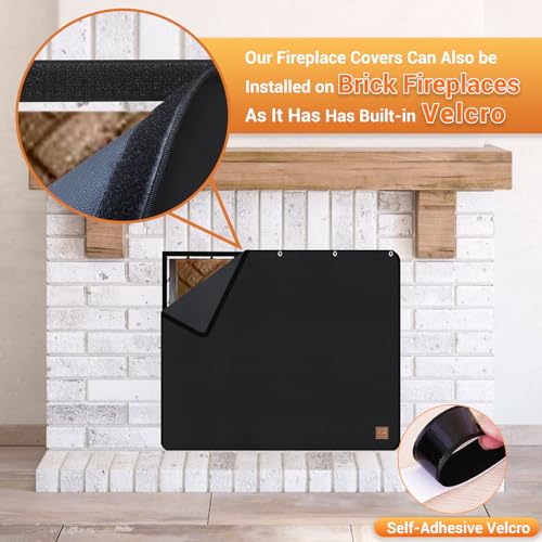 Protalwell Magnet Fireplace Cover, Fireplace Draft Blocker, Fireplace Blanket for Heat Loss, Flue Blocker, Fireplace Cold Air Blocker, Fireplace Draft Cover for Inside Fireplace, Black(39" W x 32" H) - Image 5