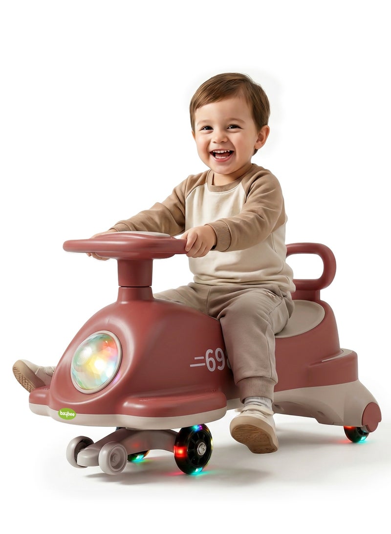 BAYBEE Flyer Baby Magic Car for Kids Push Ride On Toys Baby Cars with Scratch Free PU LED Wheels, Music & Storage Space | Kids Car Childrens Ride on Car | Childrens Swing Car for Kids 3+ Years Boys Girls Red - Image 1