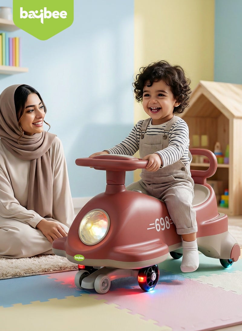 BAYBEE Flyer Baby Magic Car for Kids Push Ride On Toys Baby Cars with Scratch Free PU LED Wheels, Music & Storage Space | Kids Car Childrens Ride on Car | Childrens Swing Car for Kids 3+ Years Boys Girls Red - Image 3