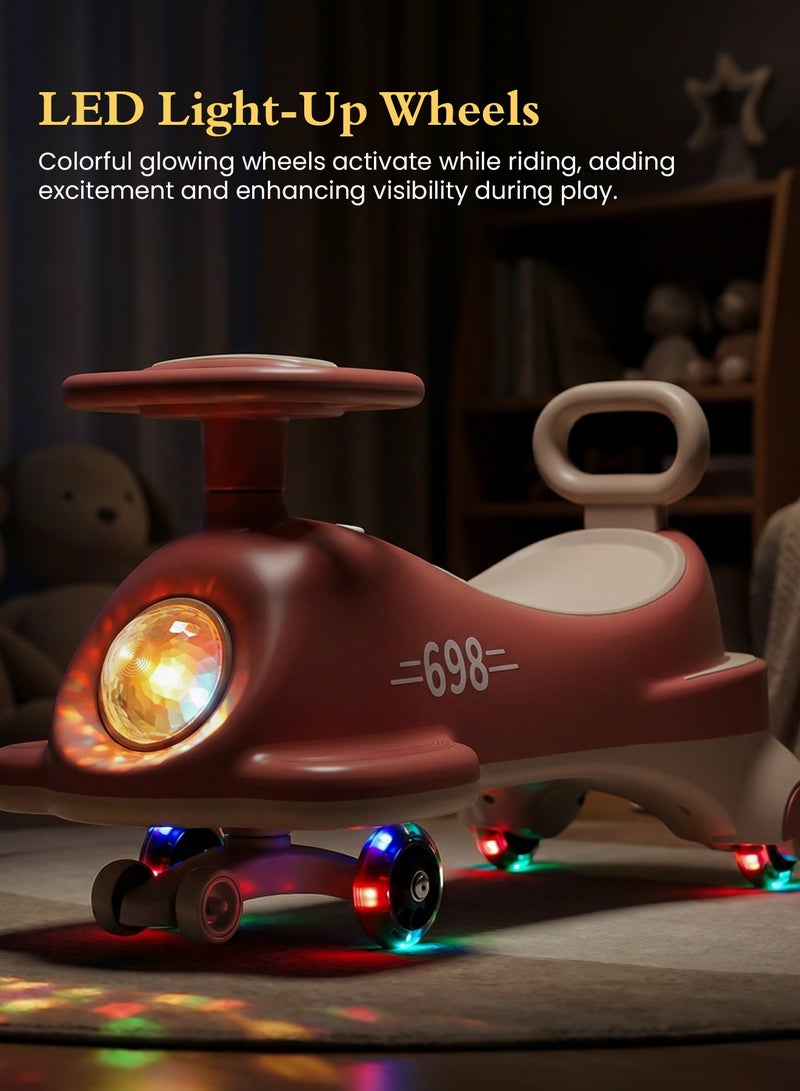 BAYBEE Flyer Baby Magic Car for Kids Push Ride On Toys Baby Cars with Scratch Free PU LED Wheels, Music & Storage Space | Kids Car Childrens Ride on Car | Childrens Swing Car for Kids 3+ Years Boys Girls Red - Image 4