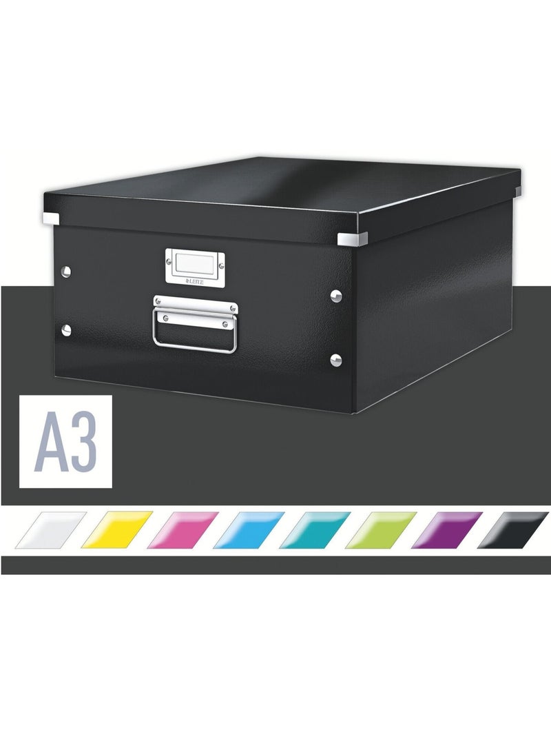 Leitz Click & Store Large Storage Box, Foldable A3 File Box with Lid, Premium Strong Cardboard Container for Home/Office Filing, Cosy Range - Image 1