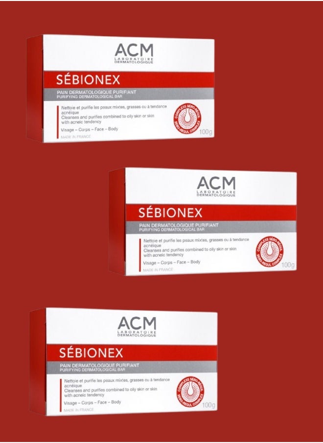 ACM 3 Pieces Sebionex Pain Dermatologique Purifiant Soap  - Image 1