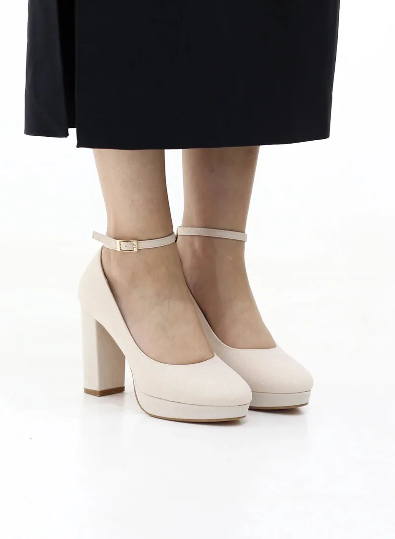 لاماراباريس IRANA SHIMMER ANKLE STRAP PLATFORM COURTS HEEL ROSE GOLD