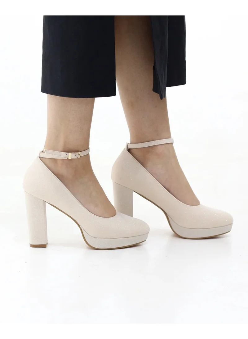 LAMARAPARIS  IRANA SHIMMER ANKLE STRAP PLATFORM COURTS HEEL ROSE GOLD for Women | Best Price UAE