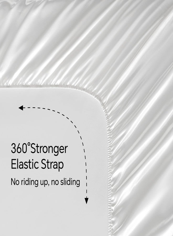 BEDELITE King Size Sheets Set, Luxury Soft White Satin Sheets for Hair and Skin, Similar to Silk Bed Sheets Set 4 Pieces with 1 Deep Pocket Fitted Sheet, 1 Flat Sheet, and 2 Pillowcases - Image 5