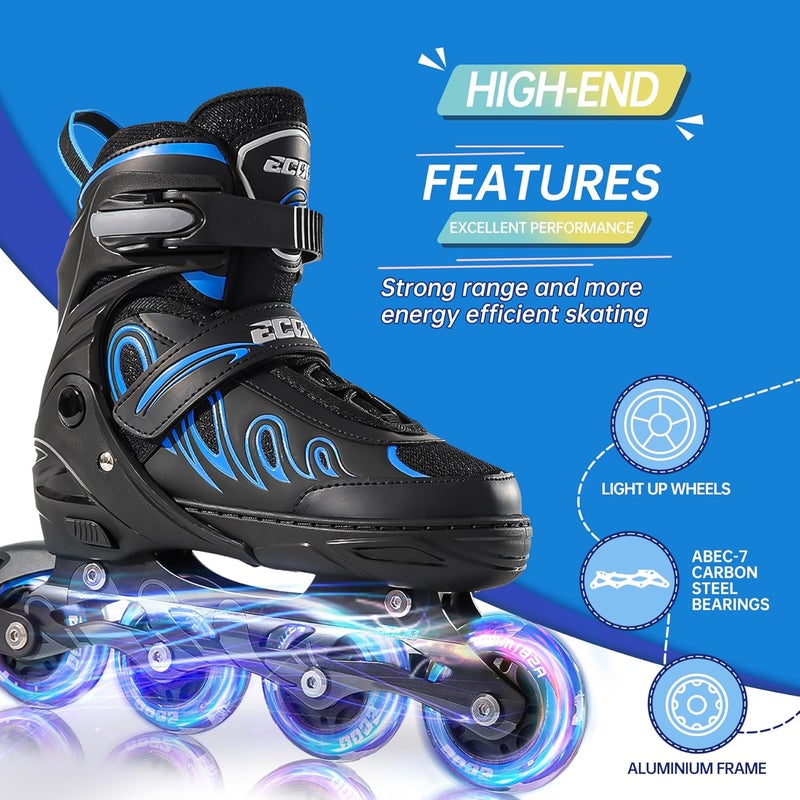 ECOO Adjustable Inline Skates for Kids and Adults with Light-Up Wheels - Image 4