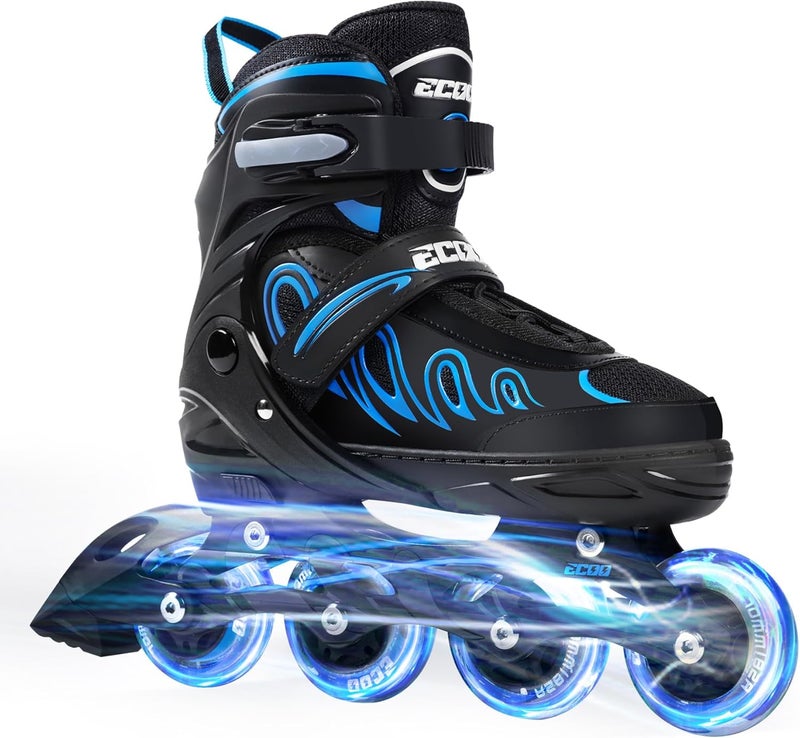 ECOO Adjustable Inline Skates for Kids and Adults with Light-Up Wheels - Image 1