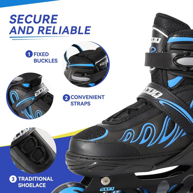 ECOO Adjustable Inline Skates for Kids and Adults with Light-Up Wheels - Image 5