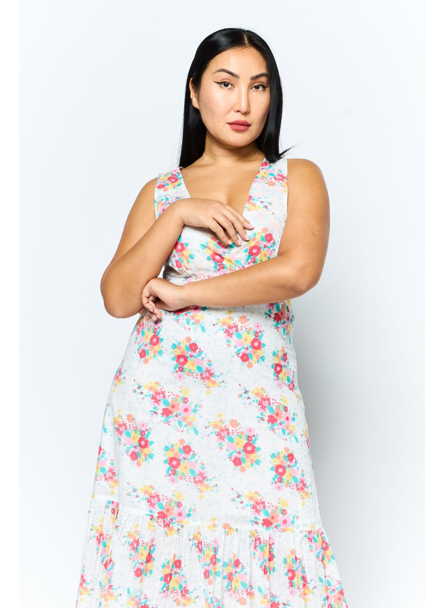 Pepe Jeans Men Floral Print Maxi Dress, White Combo  - Image 2