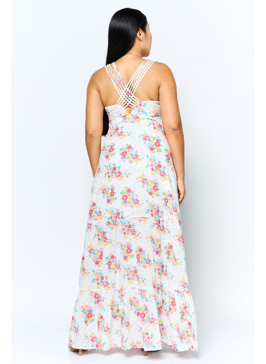 Pepe Jeans Men Floral Print Maxi Dress, White Combo  - Image 4
