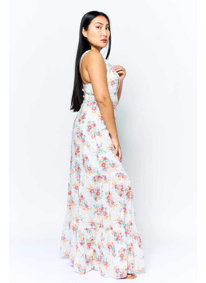 Pepe Jeans Men Floral Print Maxi Dress, White Combo  - Image 3