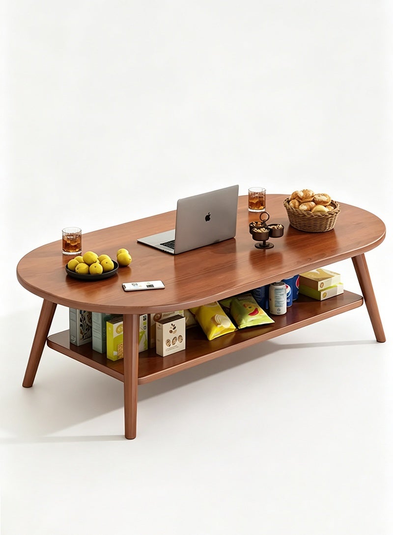 Neonix Minimalist wooden coffee table with two-tier storage, a versatile wooden centrepiece suitable for living rooms and offices – 100 x 50 x 42 cm - Image 1