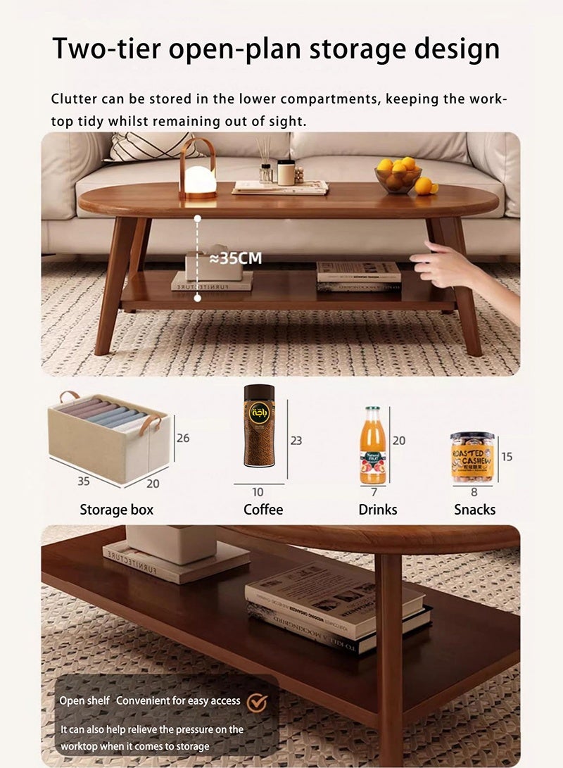 Neonix Minimalist wooden coffee table with two-tier storage, a versatile wooden centrepiece suitable for living rooms and offices – 100 x 50 x 42 cm - Image 4