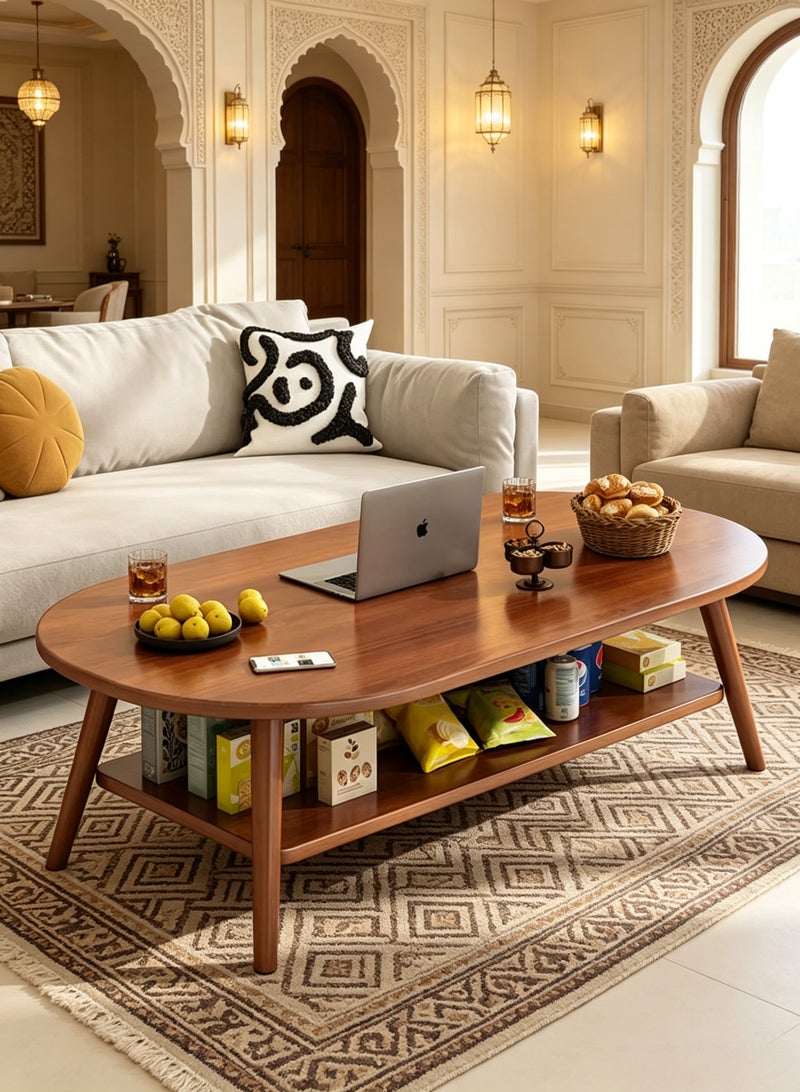 Neonix Minimalist wooden coffee table with two-tier storage, a versatile wooden centrepiece suitable for living rooms and offices – 100 x 50 x 42 cm - Image 2