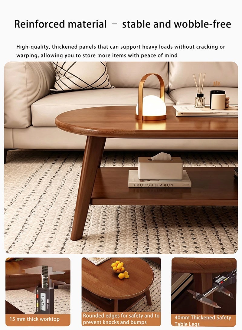 Neonix Minimalist wooden coffee table with two-tier storage, a versatile wooden centrepiece suitable for living rooms and offices – 100 x 50 x 42 cm - Image 5
