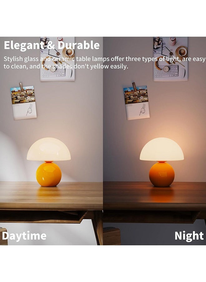 Small Mushroom Desk Lamp,Orange LED bedroom lamp with touch switch, Bedside usb warm light - Image 3