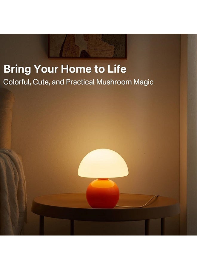 Small Mushroom Desk Lamp,Orange LED bedroom lamp with touch switch, Bedside usb warm light - Image 2