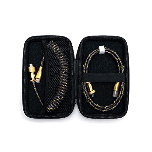 Formulamod USB C Coiled for Mechanical Keyboard,Coiled USB Aviator Cable for Keyboard, Pro Double Sleeved Cable with Organizer Zipper Bag. (Gold & Black) - Image 1