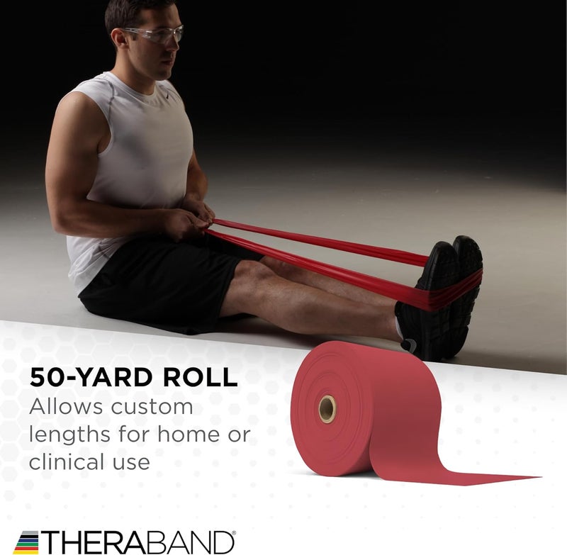 TheraBand أشرطة المقاومة الاحترافية من THERABAND - لفة 50 ياردة، حمراء، متوسطة، مستوى مبتدئ 3 للتمارين وإعادة التأهيل - Image 5