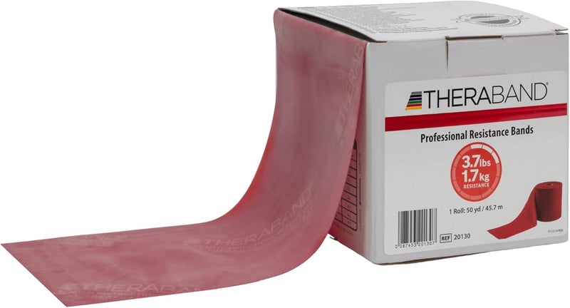 TheraBand أشرطة المقاومة الاحترافية من THERABAND - لفة 50 ياردة، حمراء، متوسطة، مستوى مبتدئ 3 للتمارين وإعادة التأهيل - Image 1
