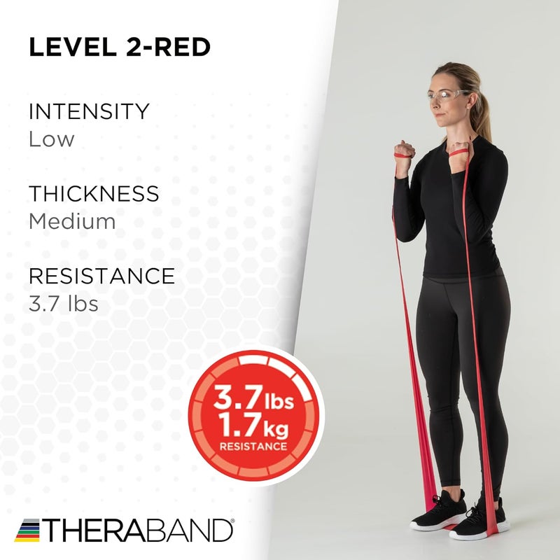 TheraBand أشرطة المقاومة الاحترافية من THERABAND - لفة 50 ياردة، حمراء، متوسطة، مستوى مبتدئ 3 للتمارين وإعادة التأهيل - Image 3