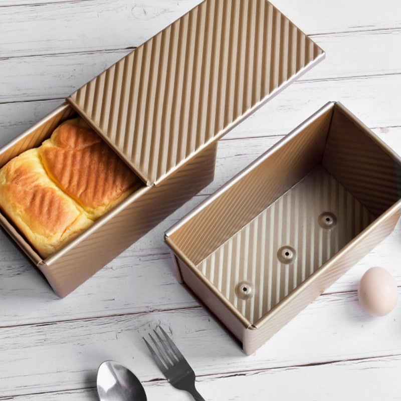 Non Stick Loaf Pan With Lid 450g Capacity Golden Toast Mold Home Baking - Image 4