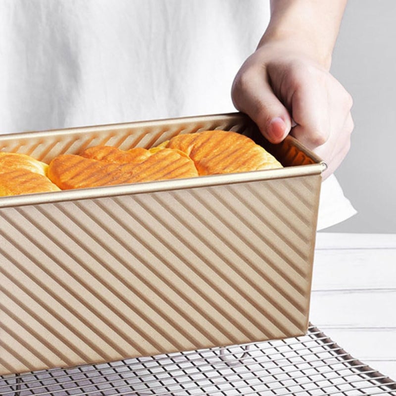 Non Stick Loaf Pan With Lid 450g Capacity Golden Toast Mold Home Baking - Image 3