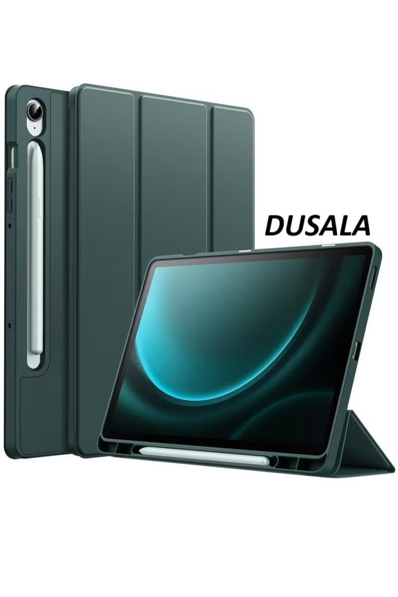DUSALA Case for Tab S9 FE 10.9-Inch with S Pen Holder - Soft TPU Tri-Fold Stand Protective Tablet Cover, Supports S Pen Charging, Auto Wake/Sleep - Green - Image 1