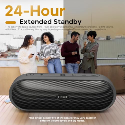 Tribit مكبرات الصوت اللاسلكية بلوتوث Tribit XSound Plus 2 بقوة 30 واط، صوت ستيريو قوي وعالي مع وظيفة تعزيز الباس XBass، وقت تشغيل 24 ساعة، مقاومة للماء IPX7، ميكروفون مدمج، نطاق بلوتوث 150 قدم للاستخدام المنزلي/الخارجي، أسود - Image 3