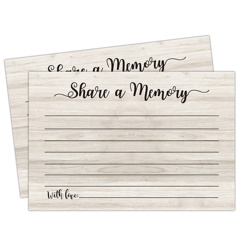 Share a Memory Cards 50 Cards Memory Card for Celebration of Life Graduation Wedding Retirement Going Away Party 4 x 6 inch Wood grain