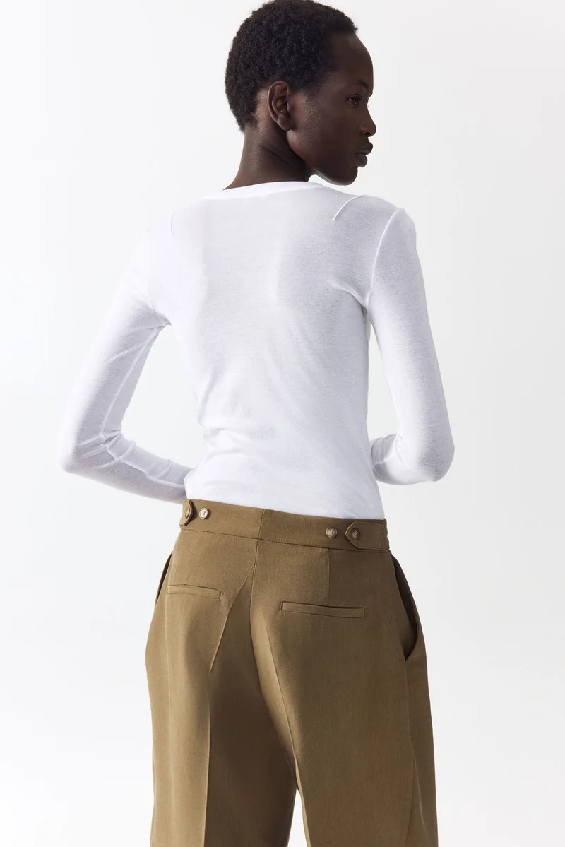 H&M  Barrel-leg twill trousers for Women | Best Price UAE